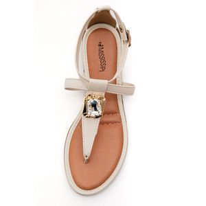Sandália Mississipi Salto Baixo Feminina  Mf121-02 Off-White