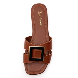 Chinelo Santinelli Rasteira Feminina Em Couro 1552-067 Caramelo