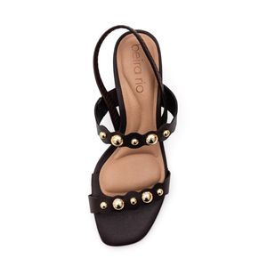 Sandália Beira Rio Salto Baixo Feminina Esferas Douradas 8536.104 Marrom