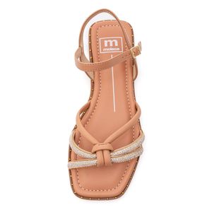 Sandália Moleca Rasteira Feminina Tiras Em Strass 5547.104 Nude