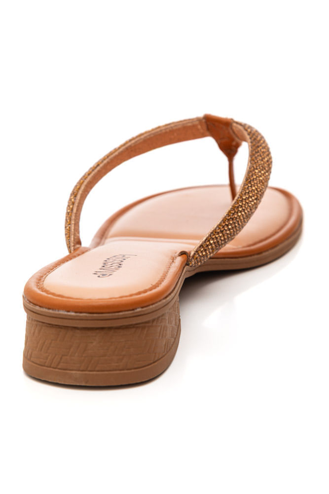 Tamanco Mississipi Salto Bloco Feminino Strass J0981-03 Caramelo