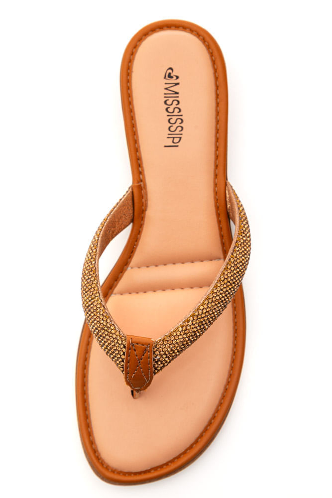 Tamanco Mississipi Salto Bloco Feminino Strass J0981-03 Caramelo
