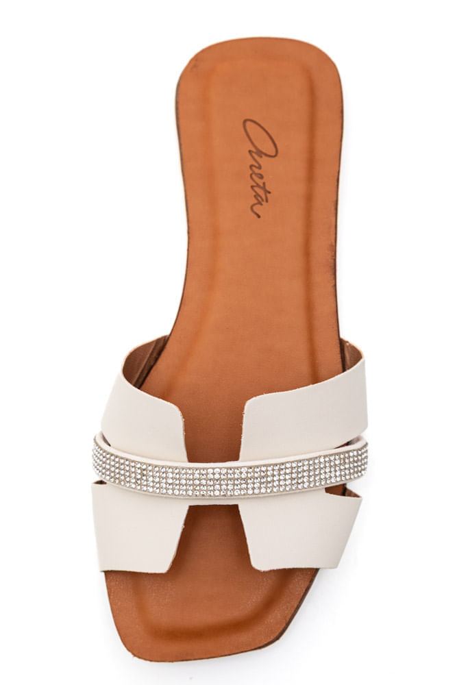 Chinelo Areta Rasteira Feminina Slide Solr04 Off-White