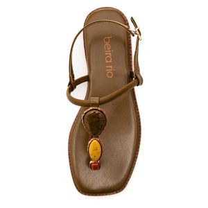 Sandália Beira Rio Rasteira Feminina Bico Quadrado 8571.103.31437 Verde Escuro