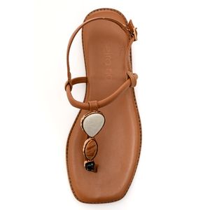 Sandália Beira Rio Rasteira Feminina Bico Quadrado 8571.103.31437 Caramelo