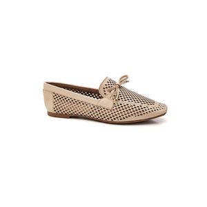 Sapato Cha De Mel Mocassim Feminino Laço Decorativo 72152 Off-White