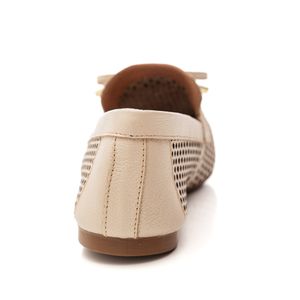 Sapato Cha De Mel Mocassim Feminino Laço Decorativo 72152 Off-White