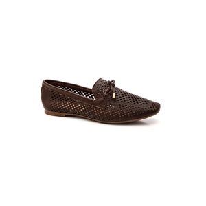 Sapato Cha De Mel Mocassim Feminino Laço Decorativo 72152 Marrom