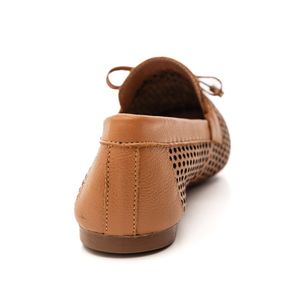 Sapato Cha De Mel Mocassim Feminino Laço Decorativo 72152 Caramelo