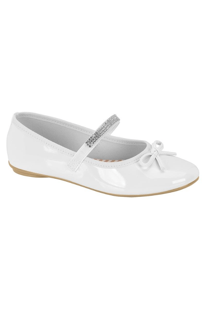 Sapatilha Molekinha Casual Juvenil Menina Verniz E Strass 2502.1002 Branco