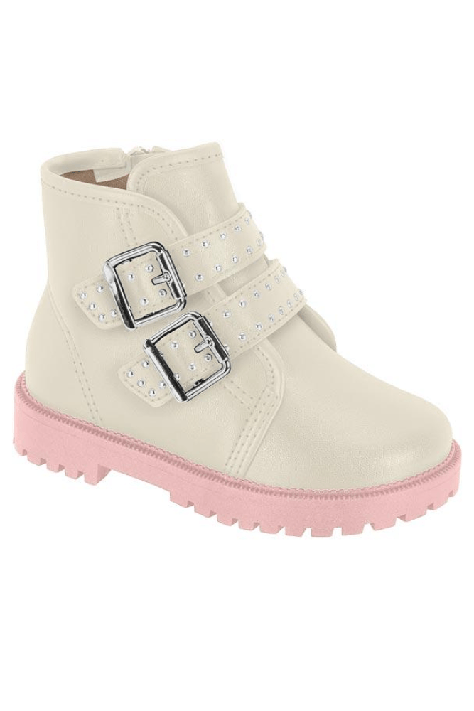 Bota Molekinha  Cano Baixo Infantil Menina Fivelas  2126.530.23580 Off-White