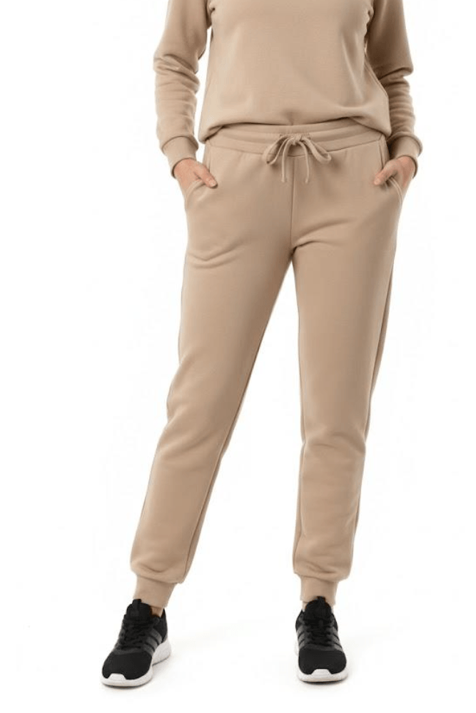 Calça Moletom Hirlogs Feminina Com Bolsos 238 Bege