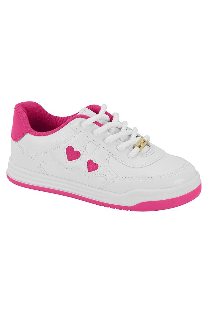 Tênis Molekinha Casual  Juvenil Menina Corações Decorativos 25000.203.9569 Branco