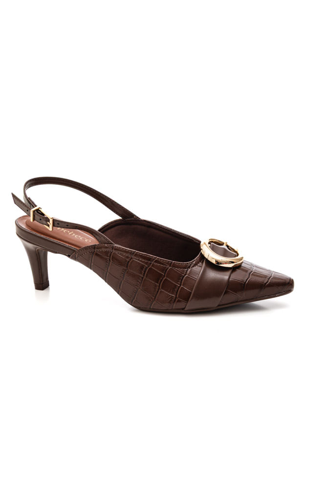 Sapato Bebecê Scarpin Slingback Feminino T6310-219 Marrom