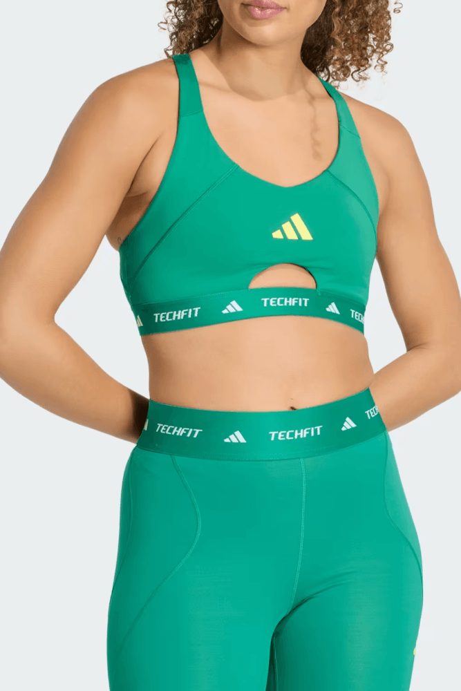 Top Adidas Techfit Workout Color Block Feminino Kh0175 Verde