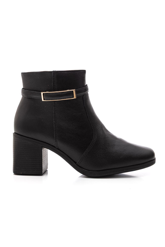 Bota Bebecê Ankle Boot Couro Feminina T6212-103 Preto