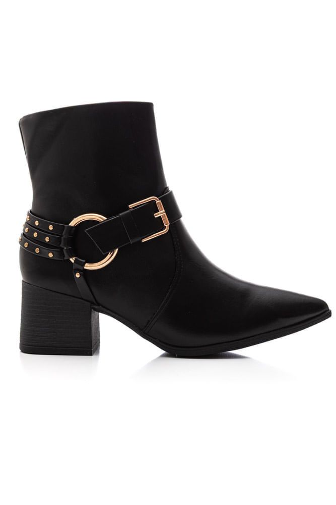 Bota Ramarim Cano Curto Feminina Fivela 2559131-01 Preto