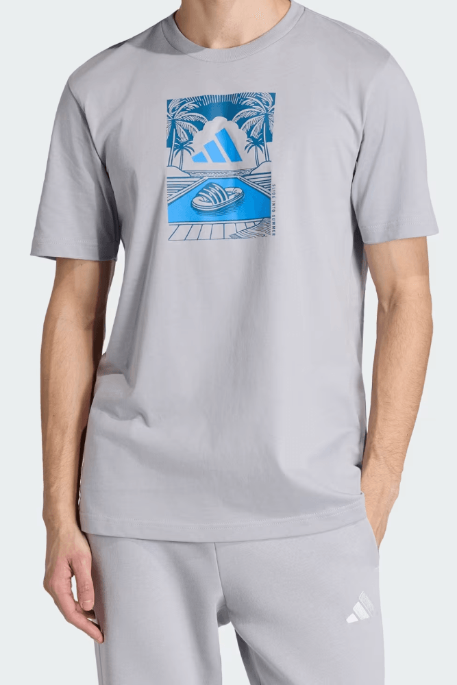 Camiseta Adidas Summer Slides Relax Masculina Jz5003 Cinza