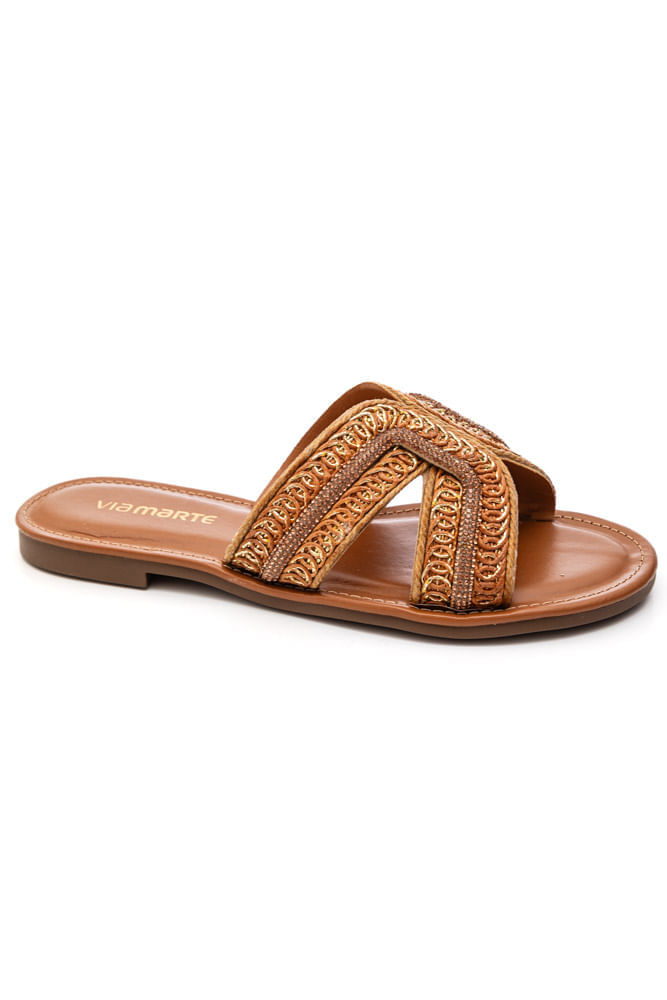 Chinelo Via Marte Rasteira Feminino Slide 308-001-01 Marrom