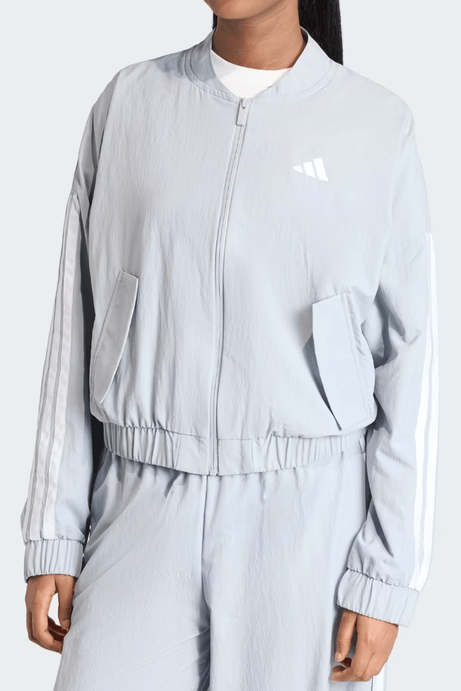 Jaqueta Adidas Essentials Três Listras Lifestyle Feminina Kc5232 Cinza