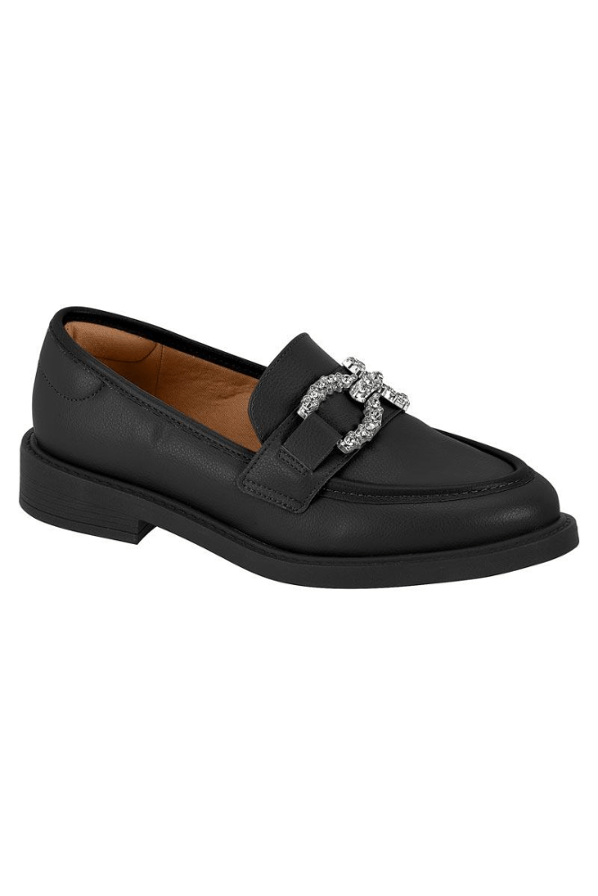Sapato Mocassim Vizzano Feminino Strass 1453.101.28918 Preto