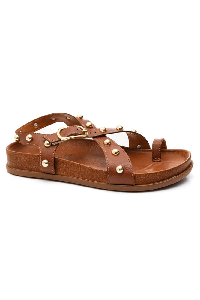 Sandália Vizzano Casual Feminina Tachas Douradas 6570.100.29711 Marrom