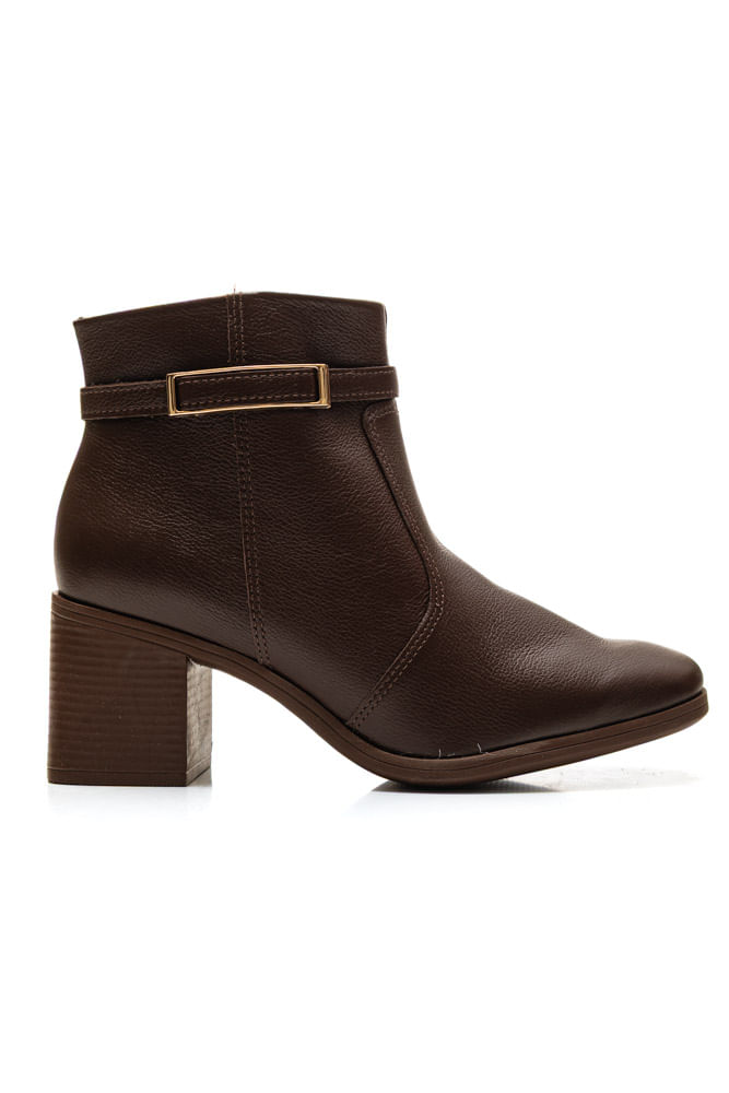 Bota Bebecê Ankle Boot Couro Feminina T6212-103 Marrom