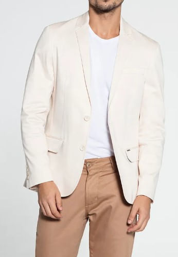 Blazer Docthos Slim Masculino Sarja 609 119042 Bege