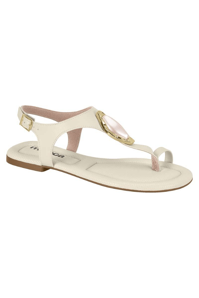Sandália Moleca Rasteira Feminina Detalhe Metalizado 5570.103.9569 Off-White