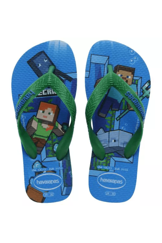 Chinelo Havaianas Minecraft Juvenil Menino Verde