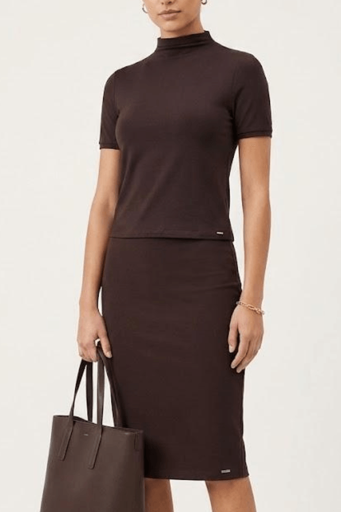 Blusa Lunender Cropped Feminina 00665 Marrom