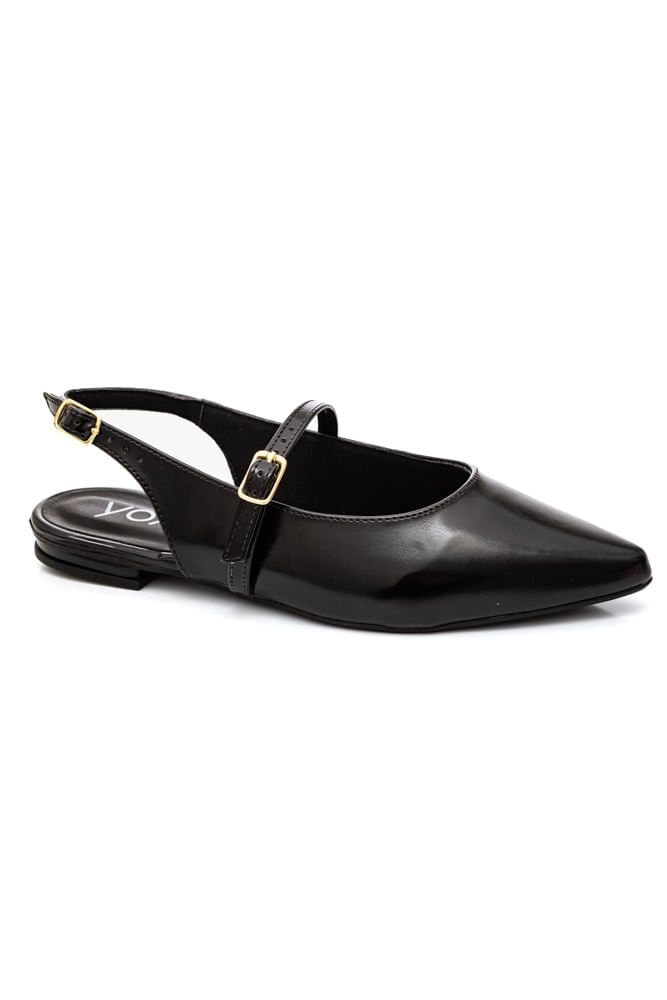 Sapatilha Yoa Slingback Feminina 101-161 Preto