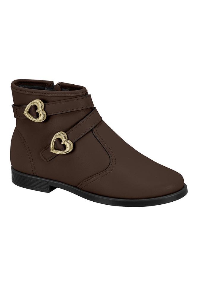 Bota Molekinha Juvenil Menina Corações 2181.108.27448 Marrom