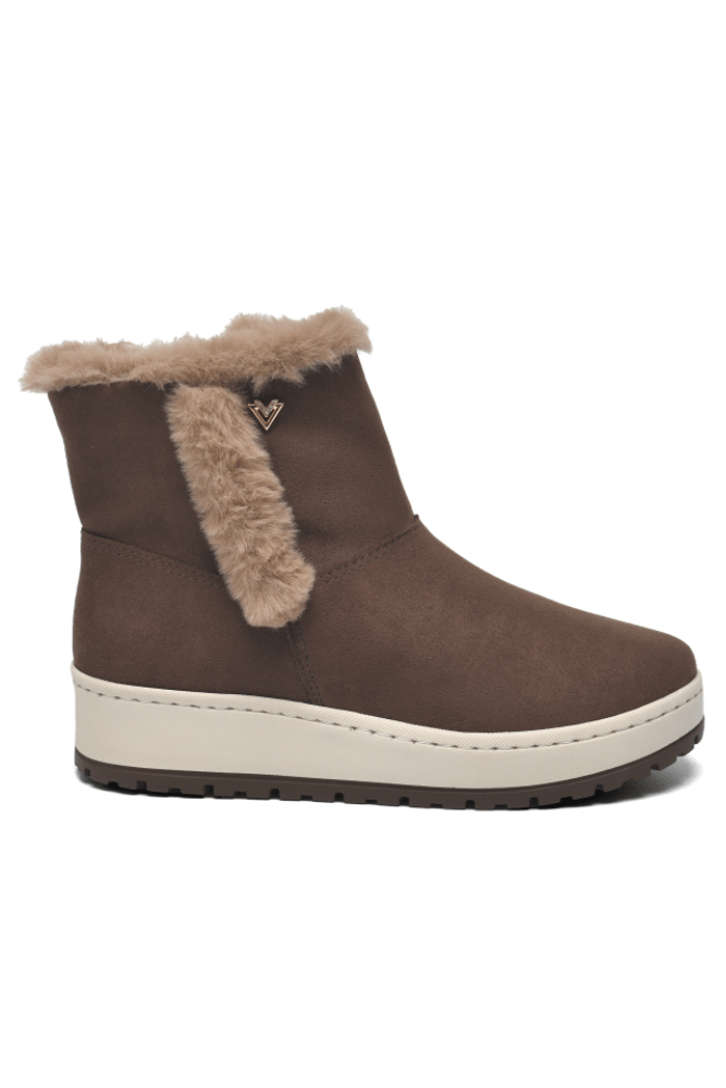 Bota Via Marte Flatform Feminina Peluciada 259-007-07 Marrom