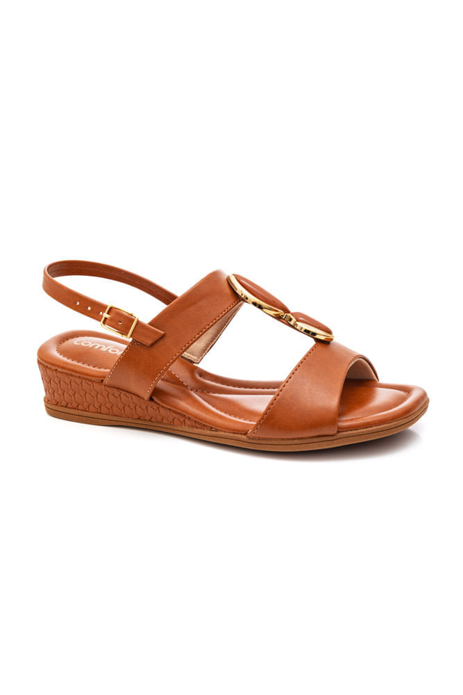 Sandália Comfortflex Casual Feminina Anabela 2570405-01 Marrom