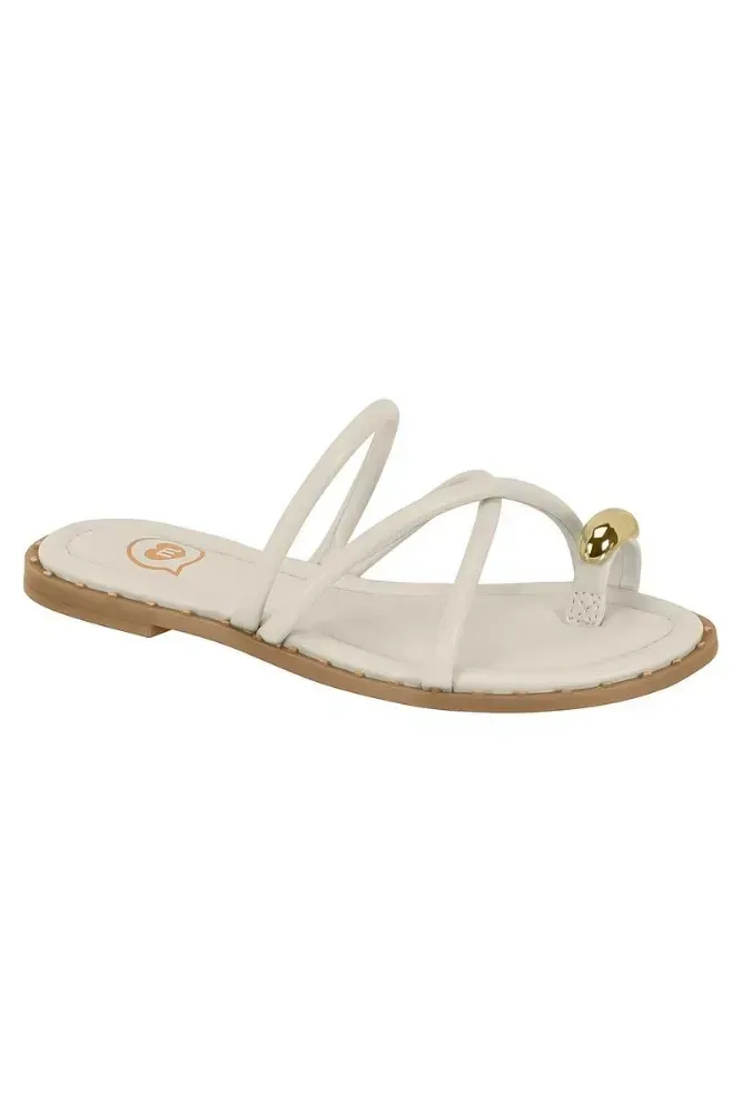 Sandália Rasteira Amarração Infantil Menina Molekinha 2342.111 Off-White