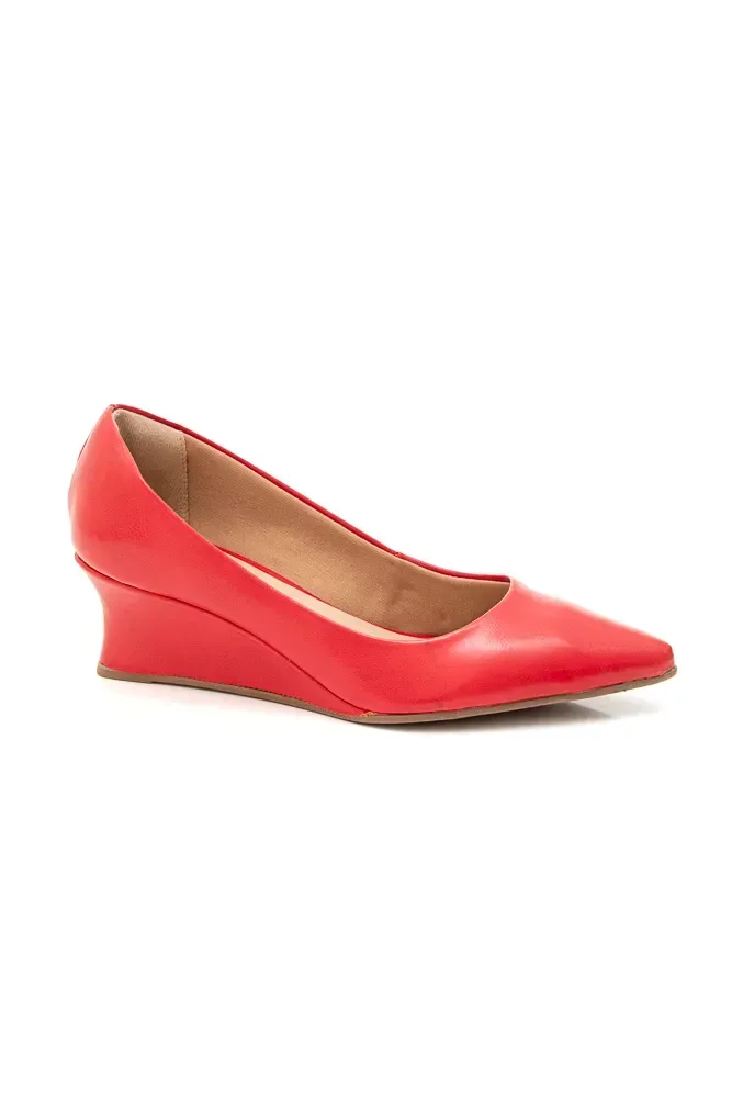 Sapato Yoa Scarpin Salto Baixo Feminino 637-29043 Vermelho
