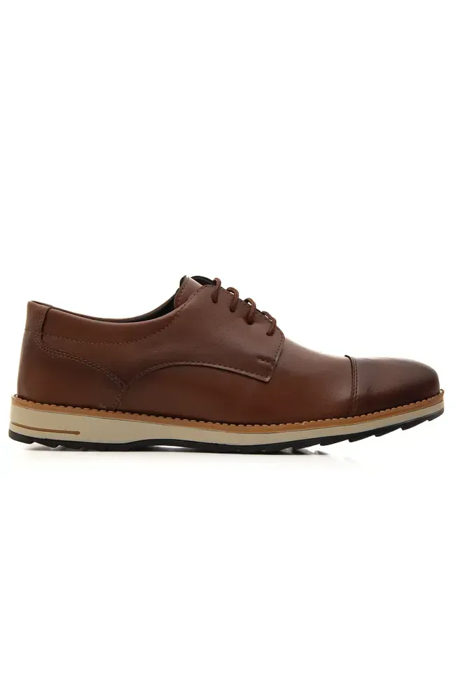 Sapato Mais Leve Derby Cap Toe Masculino 501 Marrom