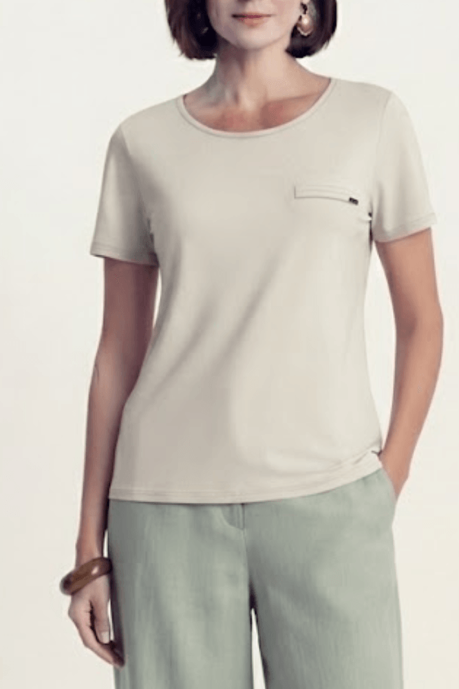 Blusa Lunender Básica Feminina Manga Curta Com Lapela 00354 Off-White