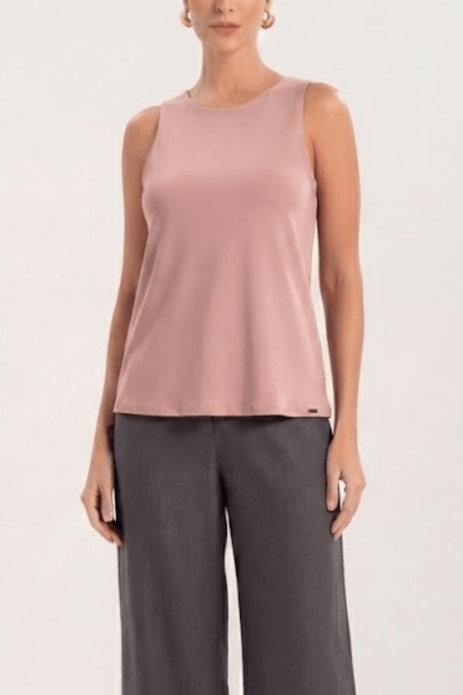 Regata Lunender Cropped Básica Em Malha Viscose Feminina 00582 Rosa