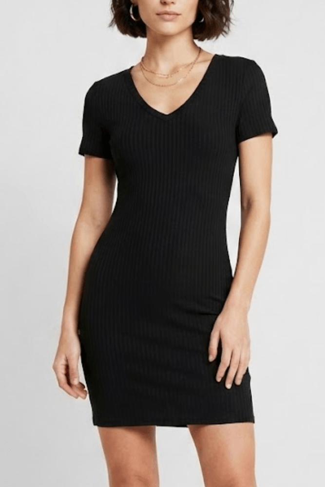 Vestido Lunender Manga Curta Feminino Básico 00464 Preto